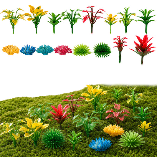 Bruislard 100 Pieces Mini Model Trees Miniature Plants Set Mini Fake Plants Artificial Small Plant Mixed Diorama Model Tree for DIY Crafts Building Models Railway Scenery Landscape Supplies