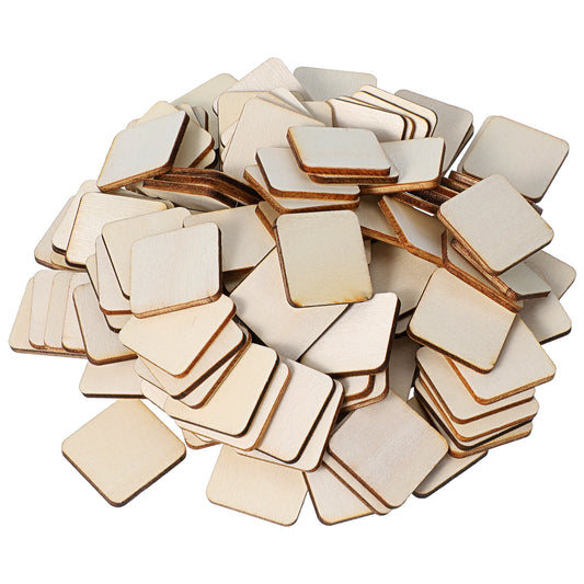 200 Pcs Unfinished Wood Pieces 1 Inch Blank Wood Squares Wooden Cutouts for Crafts Painting Writing Carving Letter DIY