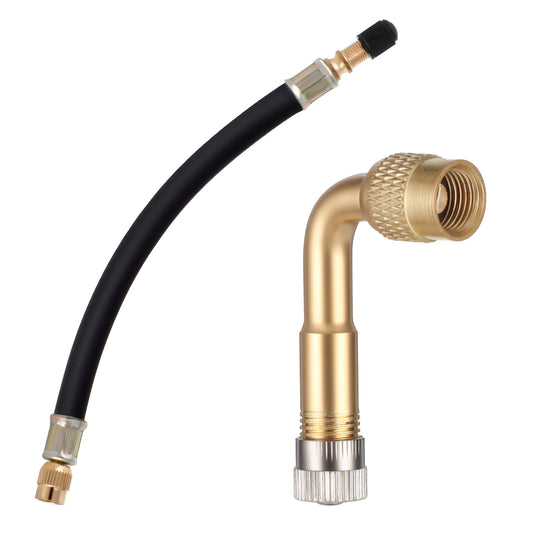 KALIONE Tire Valve Extension, 8.25 Inch Tire Valve Stem Extension Adaptor with Brass, Flexible Valve Stem Extender with 90 Degree Schrader, Tire Valve Stem for RV, Bike, Motorcycle, Car