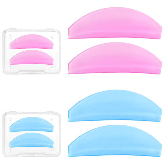 4Pcs(2 Pairs) Lash Lift Shields Flat, Asian Flat Shields, 1mm Thin Lash Lift Pad, Korean Lash Lift Pads for NO.1 Perm, Eyelash Soften Pads for Salon Use (Pink+Blue)