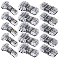 15 Pcs Wire Connector Set - 2-Pin Double-Wire Plug-in Connector & 3 Way 2 Pin T Tap Wires Connectors & 3 Way 1 Pin T Tap Wires Connectors No Wire Stripping Quick Low Voltage Splice Clips