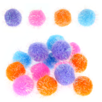Xthrotsenk 24 Pcs Cat Ball Toy Cat Toy Pom Pom Sparkle Fuzzy Balls 2 Inches Tinsel Glitter Pom Pom Balls Assorted Color Flash Ball Tinsel Pom Poms Puff Balls Cat Kittens Toys