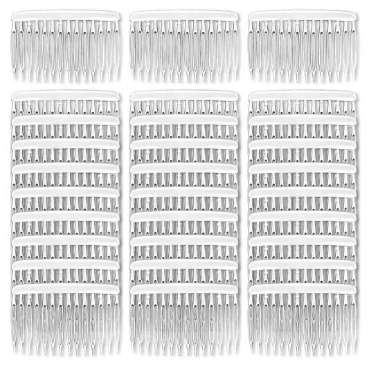 30 PCS Hair Side Combs Small Clear White Plastic Hair Slide Bun Holder with 14 Teeth Thin Hair Pins for Fine Hair French Mini Twist Barrettes Accessories for Women Bridal Veil Decorative DIY Craft