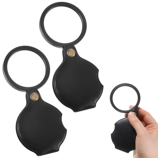 20X Pocket Magnifying Glass 2Pcs Folding Small Magnifying Glass Mini Portable for Travel Reading Close Work Observation Exploration Repairing Elders Gift Black
