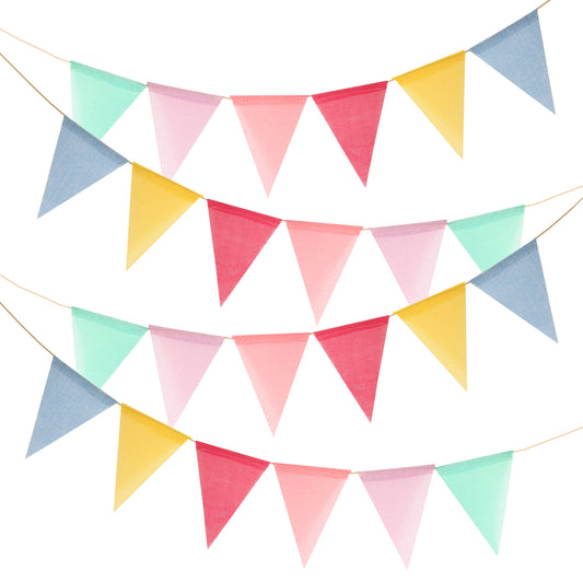 24 Pcs Colorful Pennant Banner, Imitated Burlap Pennant Banner, Multicolor Rainbow Bunting, Mini Bunting Pennants for Party, Birthday, Festival, Classroom Hanging Decoration