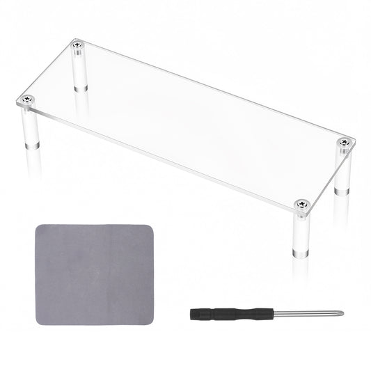 Fyntave Acrylic Riser Shelf, Display Stand Clear Shelf Small Display 1 Tier Rectangular Organizer for Cosmetic Products Tabletop Figures Cosmetics Jewelry Collections
