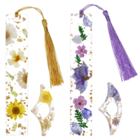 4 PCS Dried Flower Bookmarks, Transparent Book Thumb Page Holder Bookmarks Handmade Cute Bookmark with Tassel Reading Accessories Book Lover Gifts for Reading Lover Students Teachers