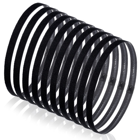 10 Pieces Thin Headbands for Women Elastic Sport Headbands Non-slip Hair Bands Athletic Headband for Women Men Yoga Running Basketball Tennis (Black)