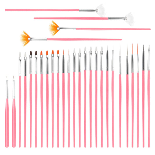Food Safe Paint Brush, 30 PCS Cake Decorating Brushes Cookie Paint Brushes Kit Cookie Decorating Fondant Brush Multiple Function DIY Tool Set Icing Pastry Brushs for Painting Baking, Pink