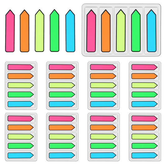 1000 PCS Page Flags Tabs for Notebooks, 5 Colors Fluorescent Translucent Arrow Sticky Note Flags, Sign Here Tabs Arrow Stickers Colored Paper Tab Easy to Post for Notebook Documents Notary Books Paper