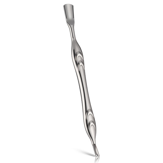 Cuticle Pusher with Fork Pro Anti-Slip Nail Pusher and Dead Skin Cutter Stainless Steel Tool 2 in 1 Cuticles Trimmer Stick for Manicures and Pedicures