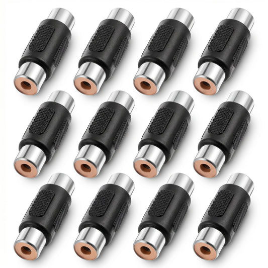 Eldraqth 12-Pack RCA Female to Female Coupler, RCA Adapter Audio Video Connector RCA Extension Cable Adapter for TV Phono Speaker & Amplifiers