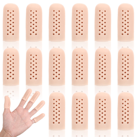 16 Pcs Gel Finger Cots Silicone Finger Protectors Fingers Breathable Sleeves with Holes Sleeves Fingers Covers for Hand Eczema Cracking Dry Skin Hand