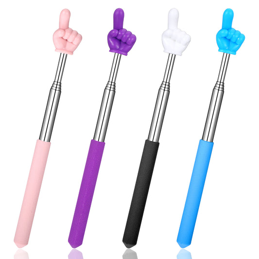 4 PCS Retractable Teacher Pointer Sticks, Extendable Hand Pointer Finger Pointers Stick Mini Retractable Classroom Pointers Hand PointerStick, Student Finger Pointing Sticks for Classroom Meetings