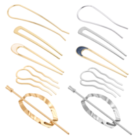 10 Pcs Metal U-Shape Hair Pins Hair Fork Clips Oval Side Comb Hairpin U French Hair Pins Hair Sticks Gold Silver Chignon Pin Grips Hair Bun Updo for Woman Buns Hair Styling