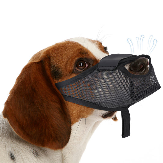 Dog Muzzle Soft Air Mesh Muzzle for Small Medium Large Dogs Black Adjustable Puppy Muzzle Anti Biting Barking Chewing with Front Opening Design Allows Panting Drinking (M)