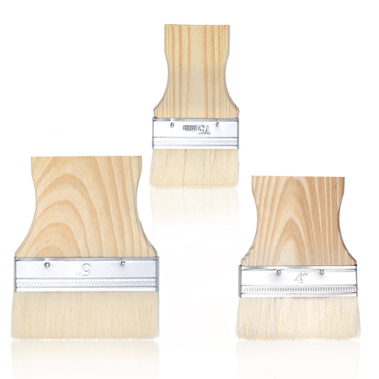 3 Pack Flat Paddle Paint Brush Set 3/4/5 Inch Wide Paint Brush Wooden Handle Paintbrush Art Paint Brush Large Paint Brush Stain Brush for Oil and Acrylic Paints
