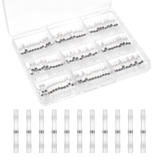 150 Pcs Solder Seal Wire Connectors, 26-24 AWG White Heat Shrink Butt Connectors Self Soldering Heat Shrink Butt Connector Waterproof Insulated Electrical Butt Splice Wire Terminals for Marine Boat