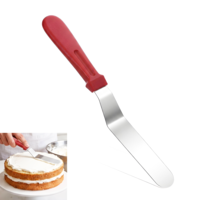 Palette Knife Baking, 6" Angled Icing Spatula Stainless Steel Offset Spatula Cake Spatulas with Plastic Handle Cake Knife Frosting Spatulas Cakes Decorating Tools for Home, Kitchen, Baking (Red)