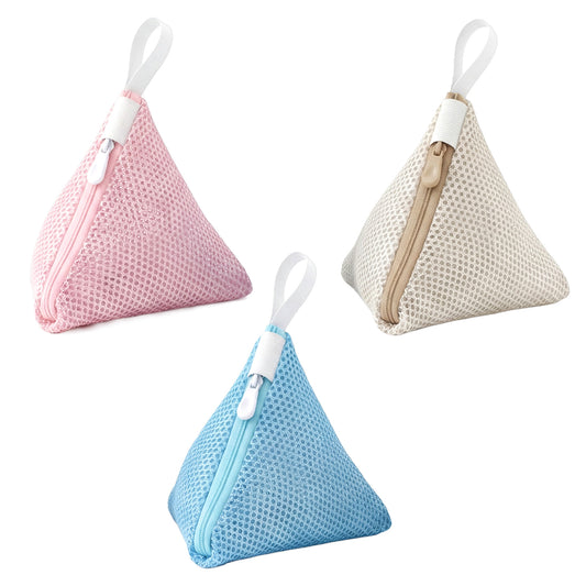 3Pcs Small Laundry Bag for Washing Machine, Anti-Sticking Laundry Pod Bags Triangle Net Bags with Zips and Hanging Loop for Laundrys Beads Socks Delicates Masks