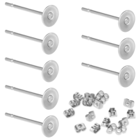 salbsever 400 PCS Earring Posts Stainless Steel, Hypoallergenic Flat Pad Earring Studs, Blank Earring Pin Studs with Butterfly Earring Backs for Jewelry Making Findings, DIY Studs Making, Sliver 4mm