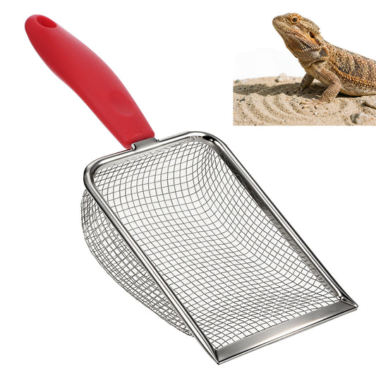 Fine Mesh Metal Reptile Litter Cleaner Scooper, Stainless Steel Reptile Sand Substrate Scoop, Cat Litter-Scoop, Mesh Litter-Shovel, Litter Cleaner Corner Scoop Sand Sifter for Terrarium Sands Waste