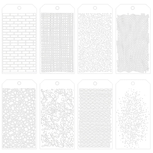 8 Pcs Stencils for Crafts, Reusable Art Stencils Mixed Media Layering Templates Background Stencils Leopard Brick Dot Layering Stencils for DIY Scrapbook Painting on Wood Crafts Furniture Paper