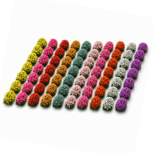 FdcZeyxior 70PCS Miniature Flowers for Crafts, Miniature Plants Mini Flowers Self Adhesive Flower, Static Grass Tufts Diorama Base Materials Supplies for Railroad Train