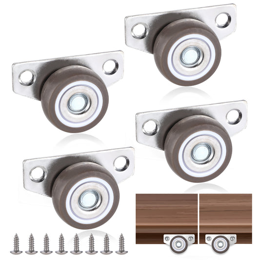 4 Pack Small Caster Wheels, 1.25 Inch Profile Casters Set of 4, Side Mount Casters Mini Low Profile Casters Non Swivel Rigid Casters Wheels for Furniture, Drawers, Trays, Rolling Cabinet, Trundle Bed