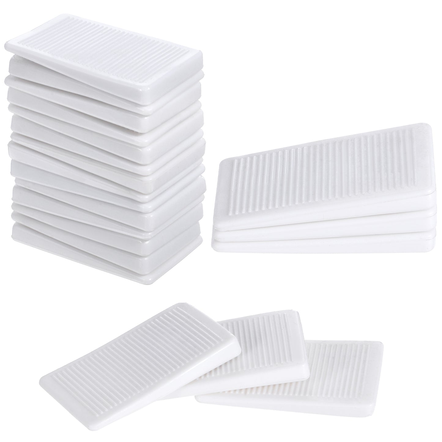 20 Pack Toilet Shims for Leveling, Furniture Shims White Plastic wedges Furniture Levelers Toilet Shim with Non-Slip Texture Anti-Wobble Pad for Wobbly Tables Beds Cabinets Home Improvement