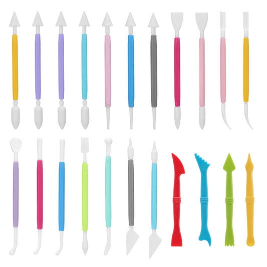 22 Pcs Air Dry Clay Tools, Clay Tools for Kids & Adult, Double-Ended Tool Kit Plastic Clays Sculpting Tool Set for DIY Pottery Shaping Dotting Modeling Molding Polymer Clays Craft Supplies Accessories