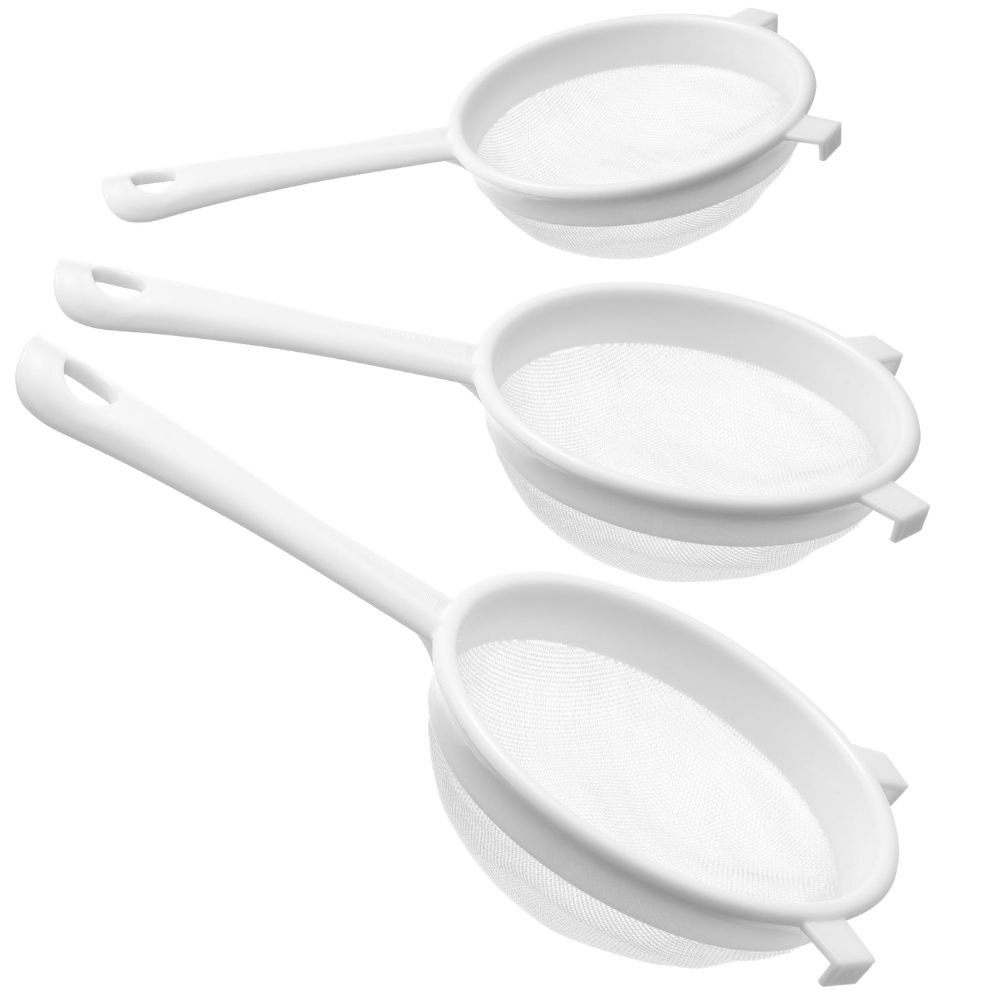 Plastic Strainer with Handle, 3PCS Fine Mesh Strainer with Handle Nylon Mesh Strainers Colander Double Ear Fine Food Flour Sifter Food Yogurt Meshes Sieve for Kitchen Colander Sifter Tea Juice Baking