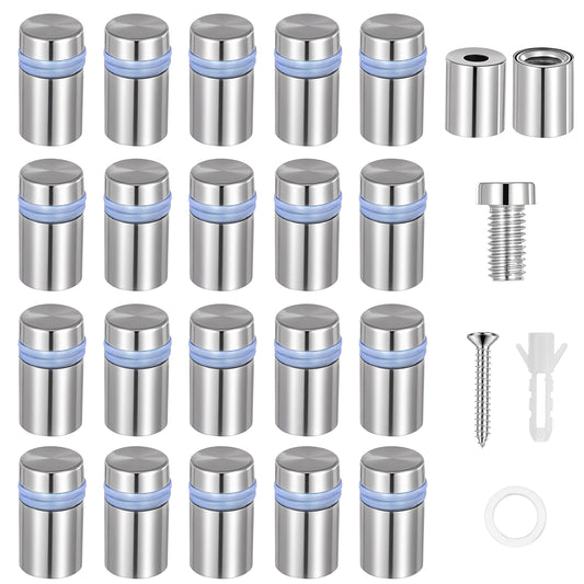 1/2" X 0.78"Stainless Steel Standoff Screws, 20 Set Stand Off Wall Mounts Wall Sign Standoff Mounting Hardware for Hanging Picture Acrylic Signs Advertising Boards