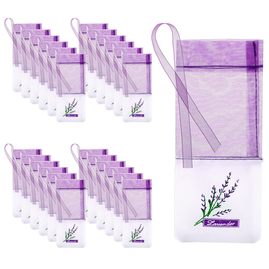 25 Pack Lavender Sachet Bags Sachet Empty Bags Cotton Ramie Sacks Purple Gauze Ribbons Cotton Ramie Sacks for Lavender Buds Rose Organza Gauze Ribbons Storage Bags