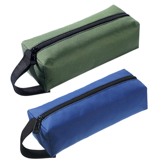 2 Pcs Canvas Tool Pouches with Zipper Small Tool Bag Multi-Purpose Screwdriver Tools Bag Utility Bags for Organizer Storage (Navy Green, Blue)