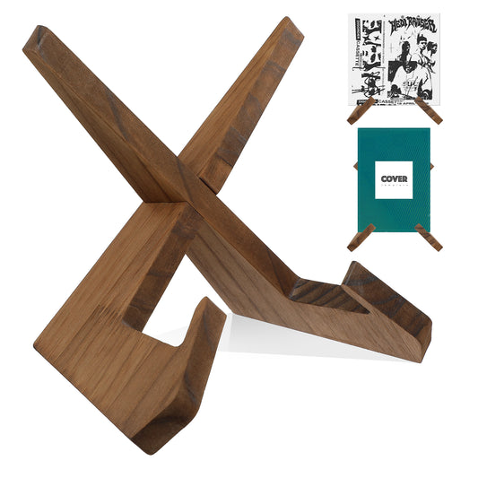 InnoHHustle Now Playing Vinyl Stand, Retro Vinyl Record Stand Wooden Records Display Holder Single Record 1 Second Assemble Holder Stands Wood Album Stands for Displaying
