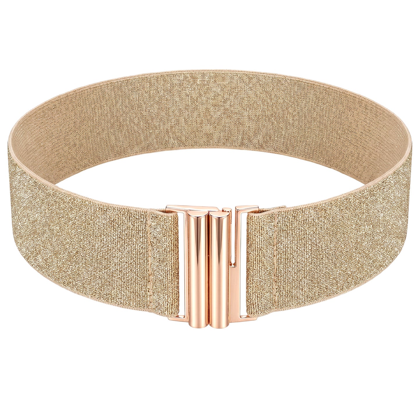 Ezymivs Womens Wide Elastic Waist Cinch Belt, Stretchy Belt Vintage Trimmer Belts for Women Stretch Belts for Dresses, Gold