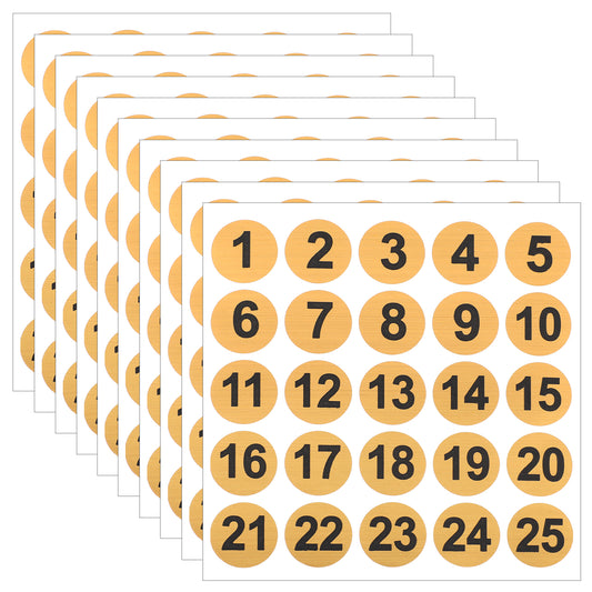 250 Labels Gold Consecutive Number Stickers 0.8in Yellow Number Stickers Round Number Inventory Storage Organizing Stickers for Boxes Bins Toolbox Locker Classroom Outdoor