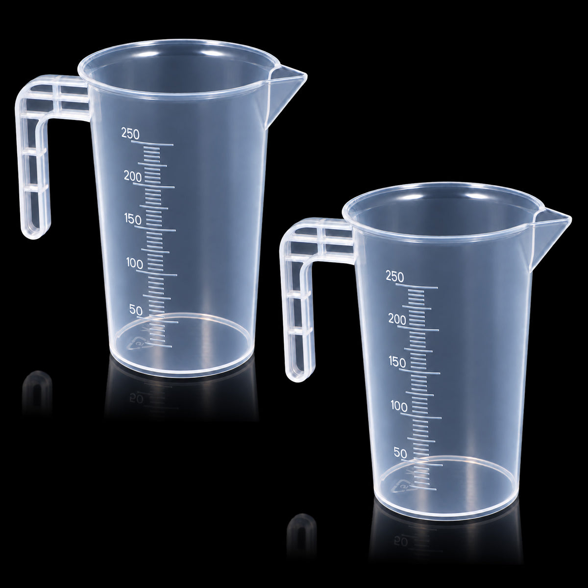 250ml Plastic Measuring Cup, 2 Pack Transparent Graduated Beaker