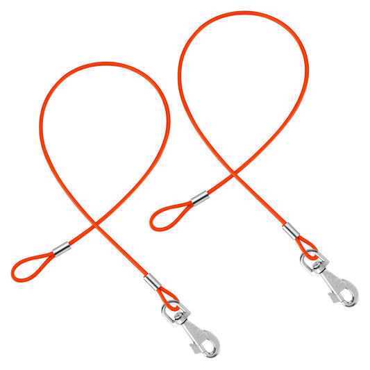 2Pcs Chew Proof Dog Leash Extension Extender 24'' Short Wire Rope Extension Metal Cable Leads for Any Leash Collar Harness Dual 2 Dog Leashes for Small Medium Large Dogs Puppy Walking Training