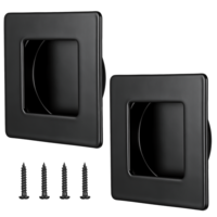 2 Packs 2-3/4 Inch Square Recessed Sliding Closet Door Finger Pulls, Sliding Barn Door Closet Handles Pulls, Matte Black Pocket Doors Handles with Screws for Drawers, Cabinet, Sliding Barn Doors