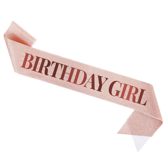 Birthday Girls Sash Rose Gold Glitter Girls Sash for Women Girls Gold Glitter Birthday Sash for Women's Birthday Party