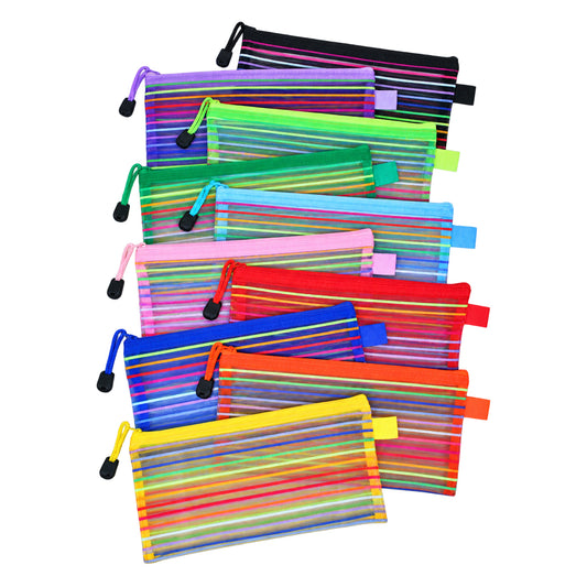 Zyghjort 10 Pack Small Mesh Zipper Pouch, 10 Colors Mesh Bags for Classroom