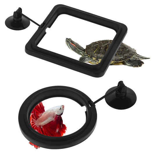 2 PCS Fish Feeding Ring, Aquarium Feeding Ring Automatic Goldfish Tank Feeder Dispenser Auto Live Betta Fish Vacation Feeder Floating Food Accessories for Turtle, Coral, Goldfish (Black)