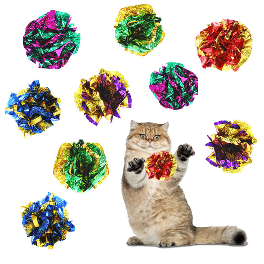 Xthrotsenk 20 Pcs Cat Toys 2.36" Cat Crinkle Balls Colorful Balls Chew and Chase Cat Ball Toys Interactive Crinkle Ball Toys for Indoor Cat and Kitten to Keep Fit and Active