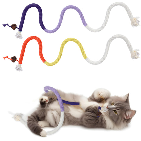 2pcs Cat Rope Chew Toys, 27.5 Inches Bite-Resistant Sisal Rope Cat Toy for Indoor Kitten, Teeth Cleaning Chew Toys for Pet Goods Interactive Bite-Proof Supplies for All Breeds