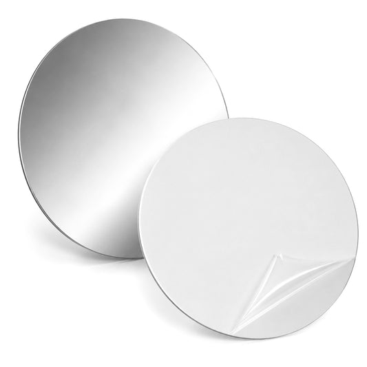 Round Mirrors for Walls, 2 Pcs 20 cm Large Self Adhesive Mirror Stickers
