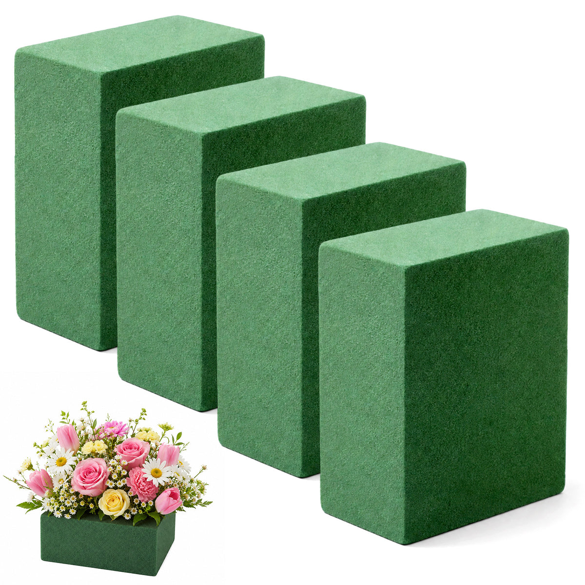 Green Foam for Flower Arrangements, 4PCS Floral Foam Blocks Styrofoam Block