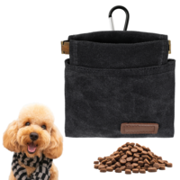 SynHHergyx Small Dog Treat Bag Black Puppy Dog Treat Pouch Hands-Free Dog Walking Bag Pocket Sized Pet Training Pouch for Dog Pet Walking Travel Outdoor Use