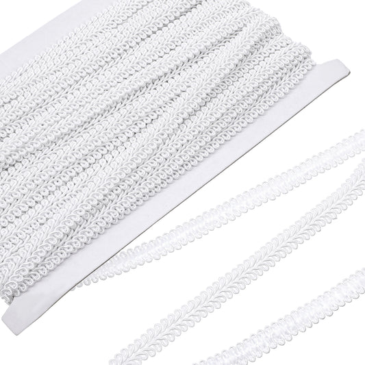 14 Yards/ 13m White Braid Trim 12mm White Decrative Woven Fabric Lace Upholstery Trim for Sewing Costume Curtains Slipcover Decoration DIY Crafts